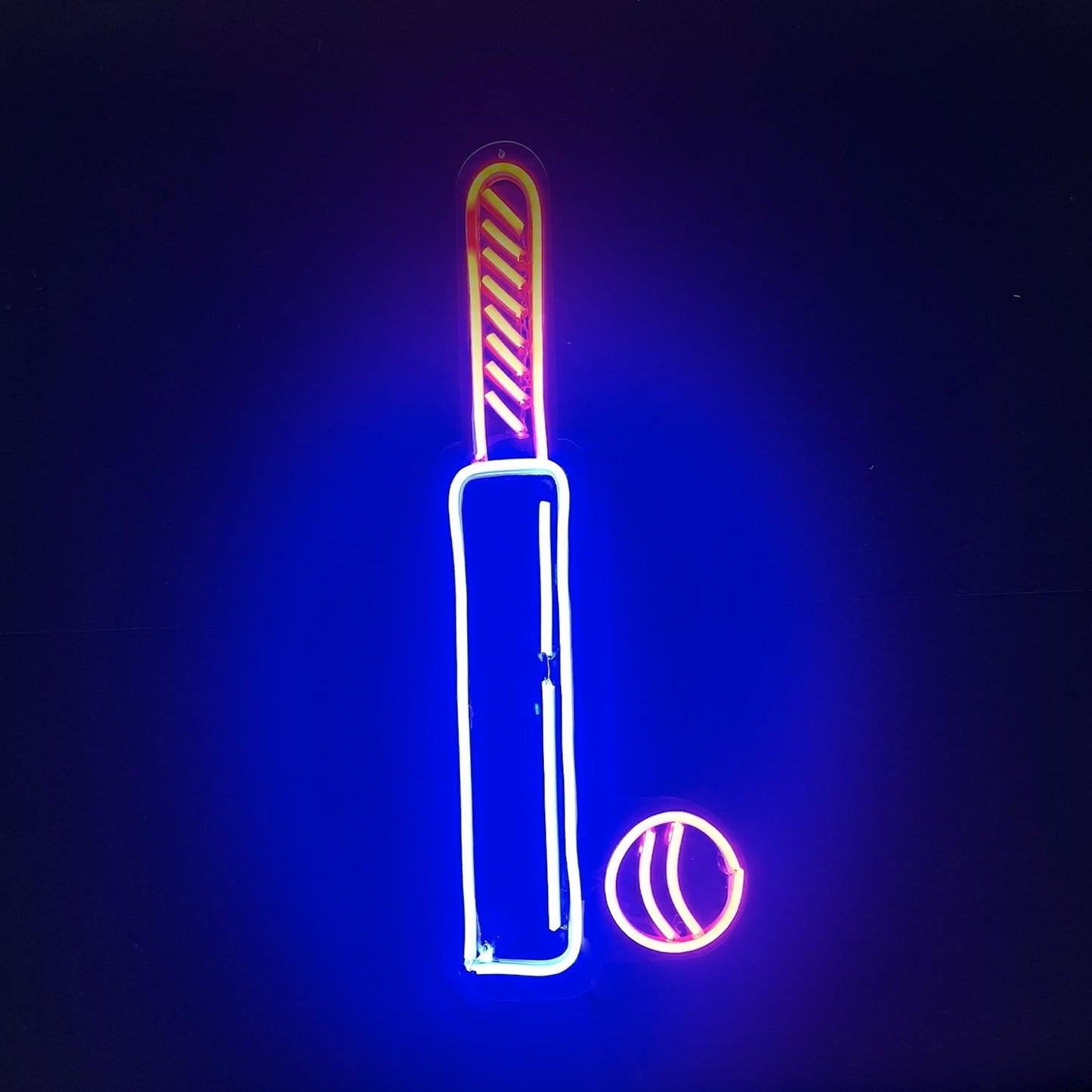 WC2 Dynamic Cricket Bat and Ball NEON Display | Stunning Illumination | 12x24 Inches