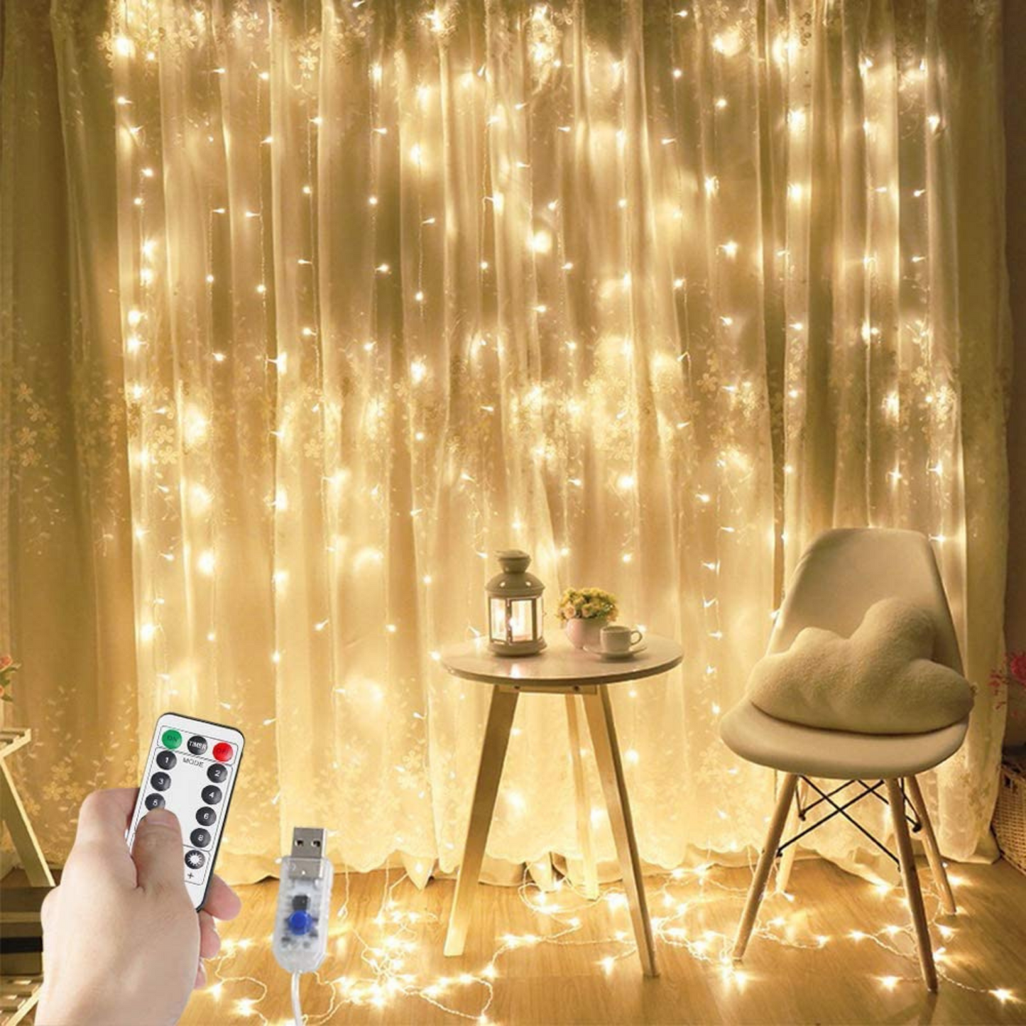 MANSAA M9 Curtain Lights with 8 Flashing Modes