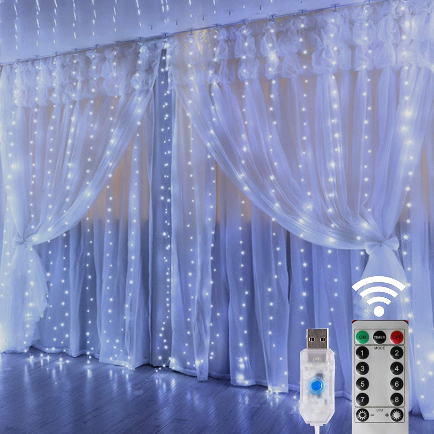 MANSAA M9 Curtain Lights with 8 Flashing Modes