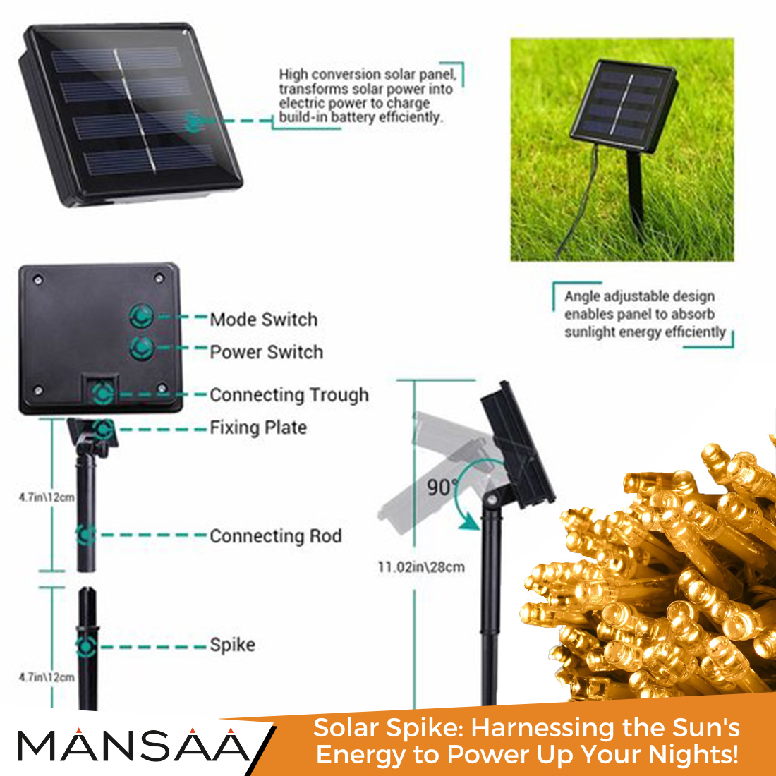 M68 Solar Powered LED String Lights