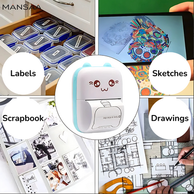 5-Pack 57mm Thermal Paper Adhesive (sticky) Rolls - White (for Bluetooth Inkless Printers)