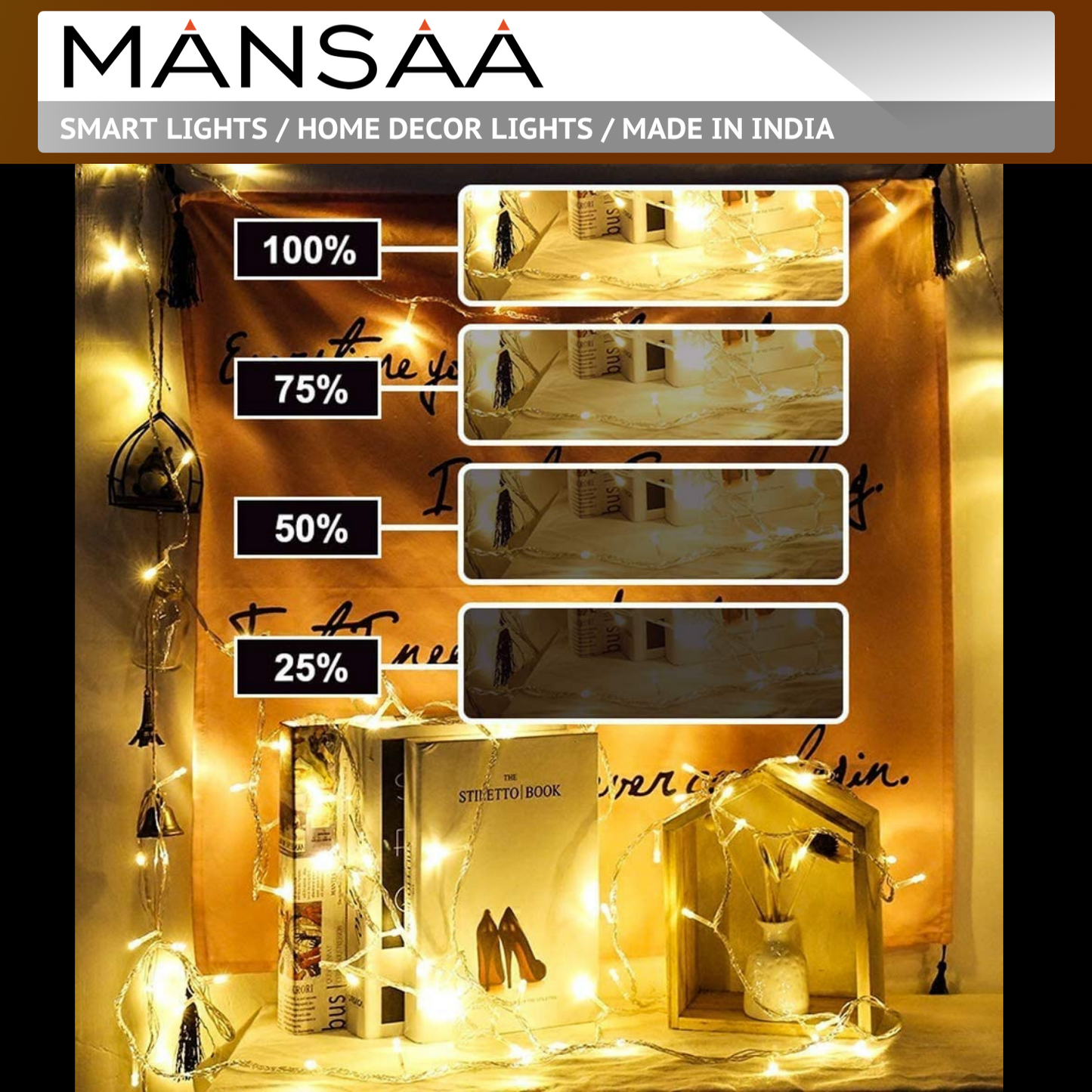 MANSAA M9 Curtain Lights with 8 Flashing Modes