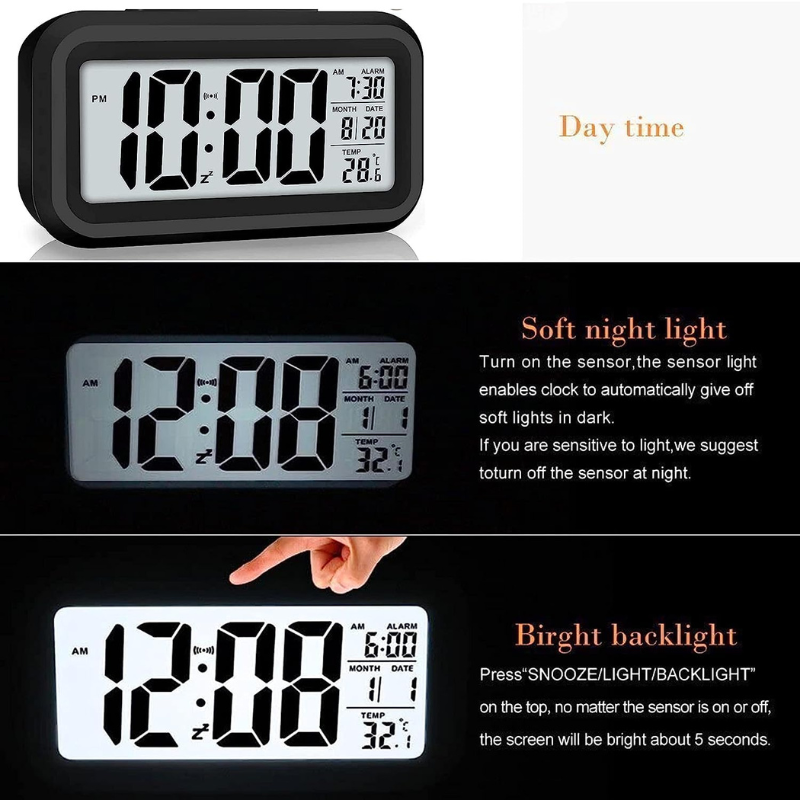 M78 Digital LED Clock | Temperature Sensor | Night Light Sensor | White