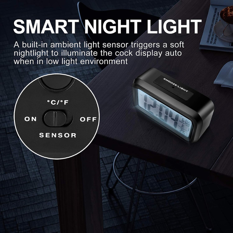 M78 Digital LED Clock | Temperature Sensor | Night Light Sensor | White