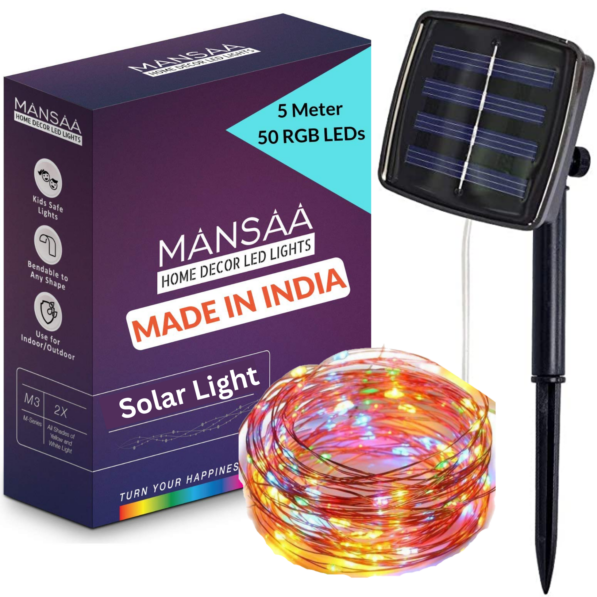 M14 Solar Powered LED String Lights - Main Image