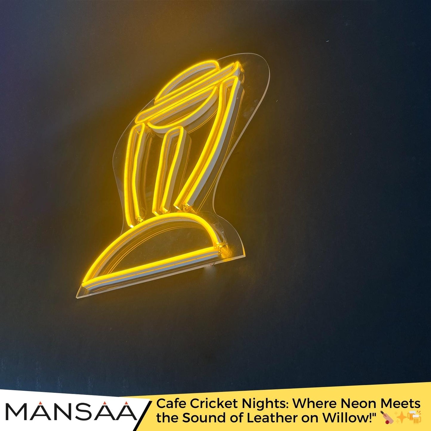 WC1 Cricket World Cup Trophy NEON Sign | Glowing LED | 12x24 Inches