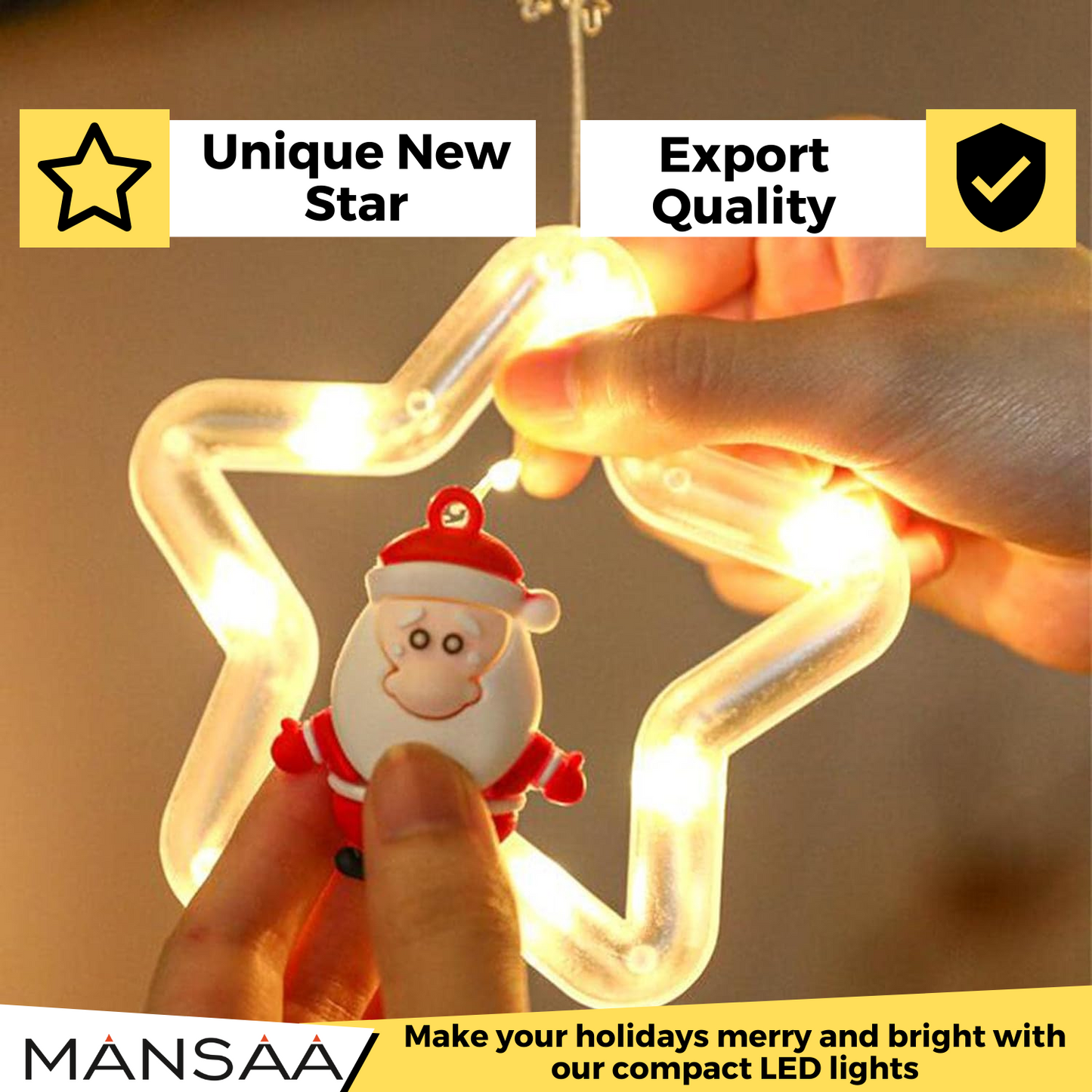 Star Christmas Lights, 4 Meter Direct Plug Christmas Light String with 10 Cute icons | DIY Christmas Decor |8 Blinking Mode | Decorative Fairy curtain Lights for Indoor Outdoor Party Bedroom Home Decor | Warm White