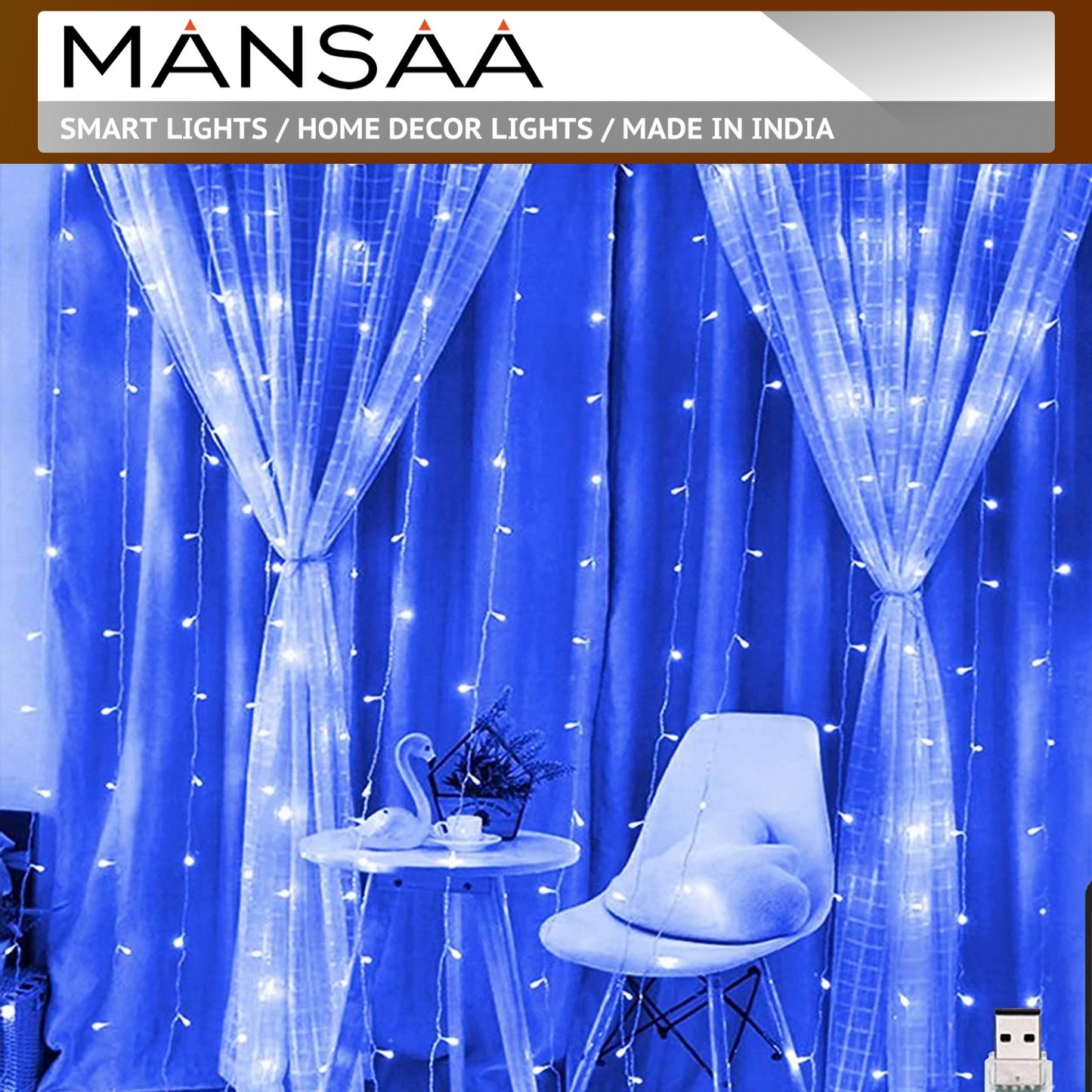 MANSAA M9 Curtain Lights with 8 Flashing Modes