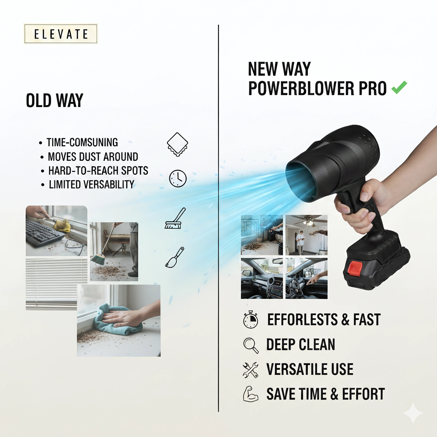 PowerBlower Pro - Rechargeable Portable Anywhere Power Blower