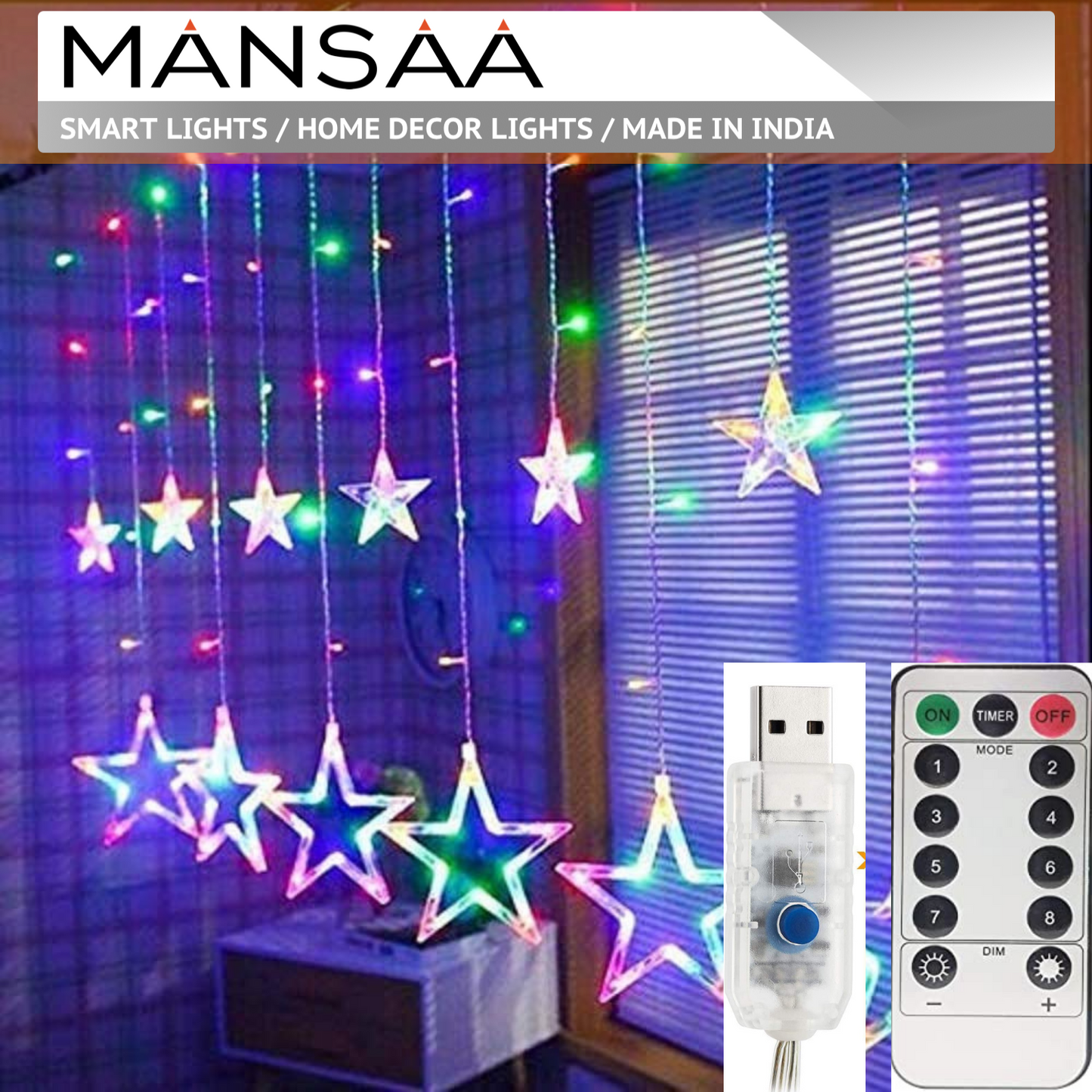 MANSAA Star Curtain Decorative Lights
